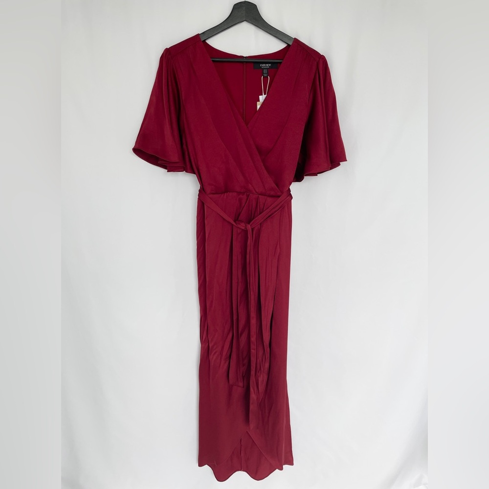 (NWT) Ever New - Burgundy Midi Dress with Belt  (size 12)